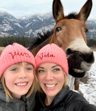 Kate and Coco in pink hats